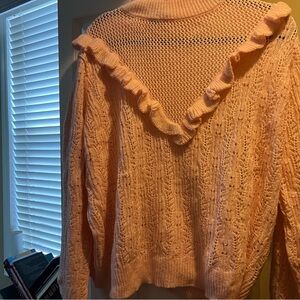 Peach Knit Mock Neck Sweater